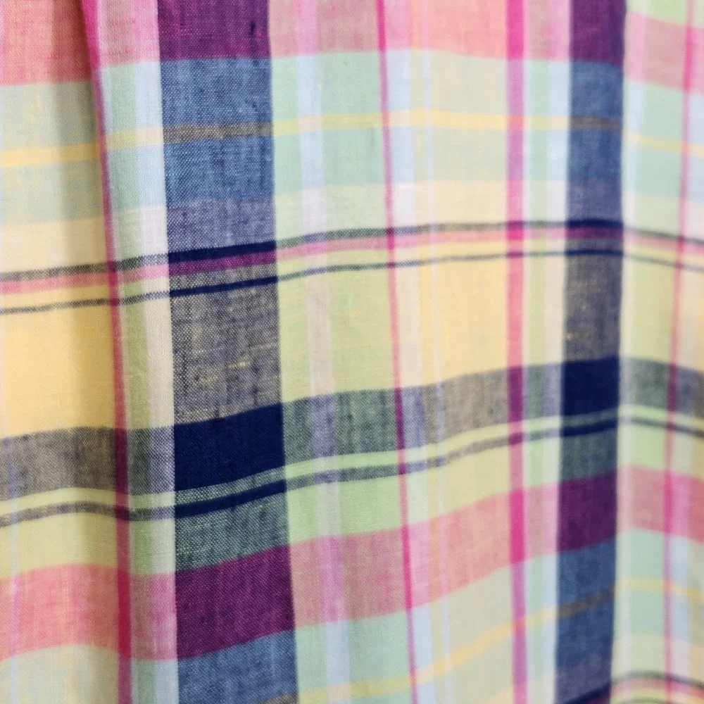 Polo Ralph Lauren Mens 100% Linen Large Long Sleeve Shirt Multicolor Plaid‎